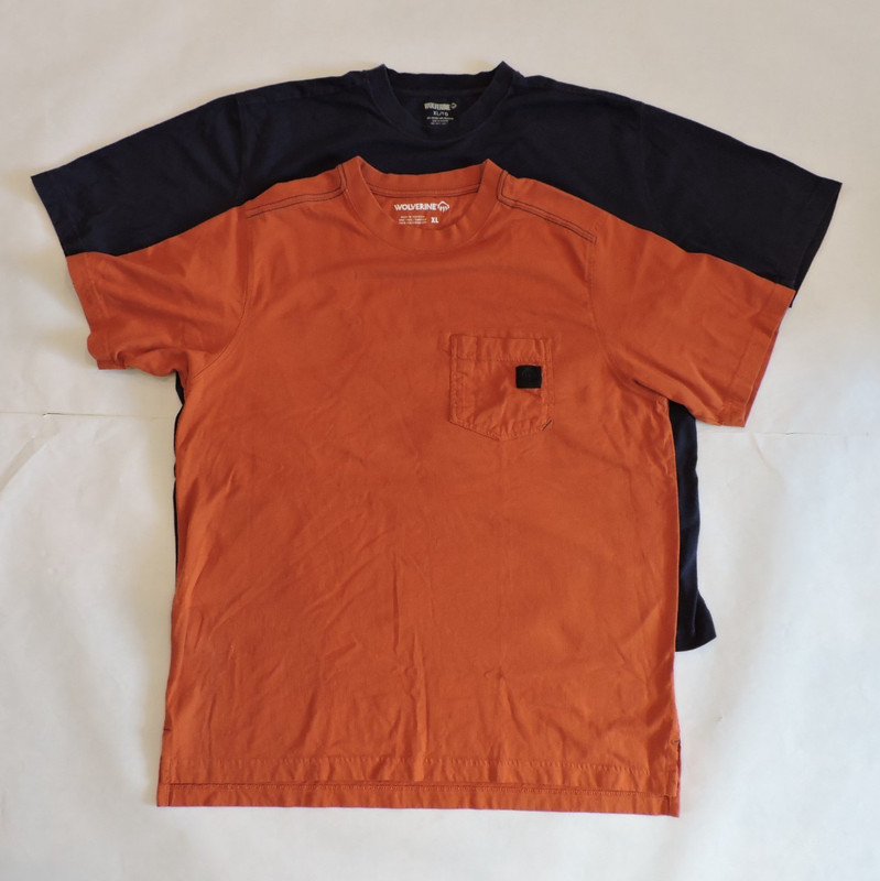 Wolverine Short Sleeve Pocket T-Shirts Lot of 2 Size X-Large Blue & Orange