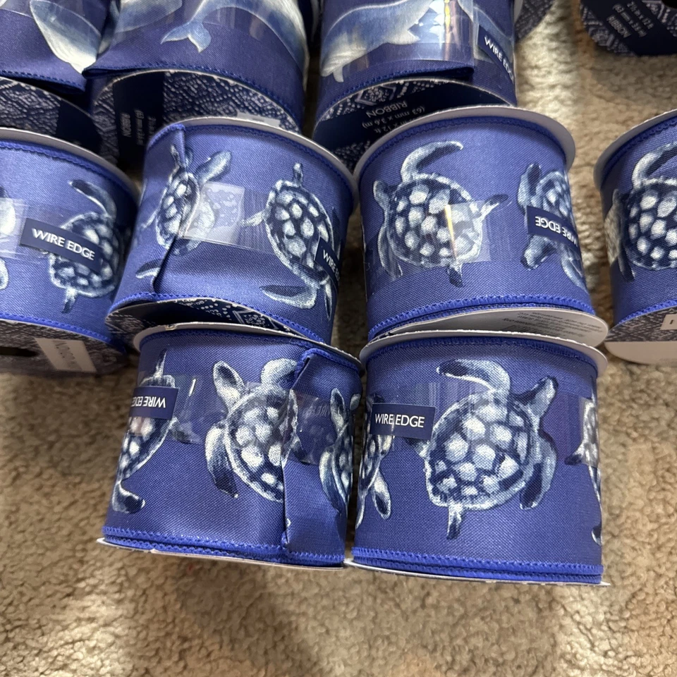 Turtle, Whale, Mermaid Ribbon 2 1/2” x 12’ Huge A Lot Of 30 Ocean Themed Ribbon - Image 2 of 4
