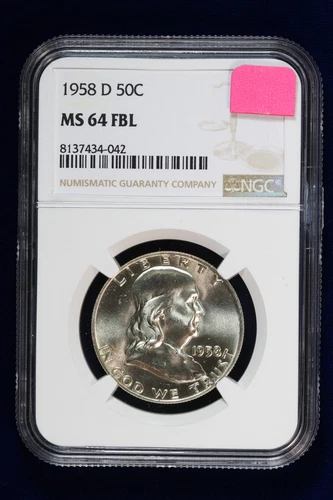 1958-D Franklin Half Dollar NGC MS 64 FBL 419Z