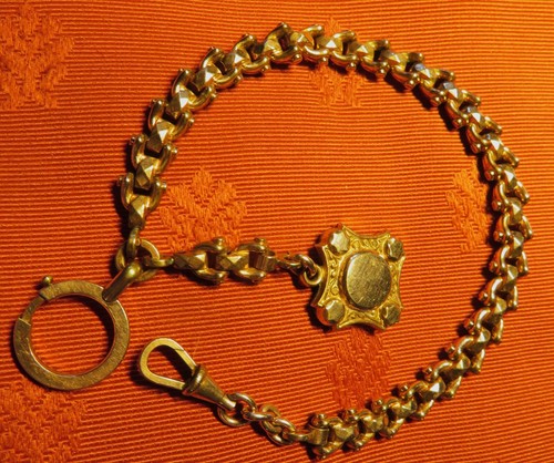 Chaîne De Montre Ancienne En Métal Doré - Accessoire élégant Avec Sceau En Cire - Vintage - Occasion