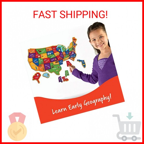 Learning Resources Magnetic US Map Puzzle - 44 Pieces, Puzzles for Kids Ages 4+, - Picture 2 of 2