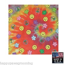 USA MADE Hav A Hank SMILE PEACE TIE DYE Retro HAPPY FACE BANDANA Scarf Head Wrap