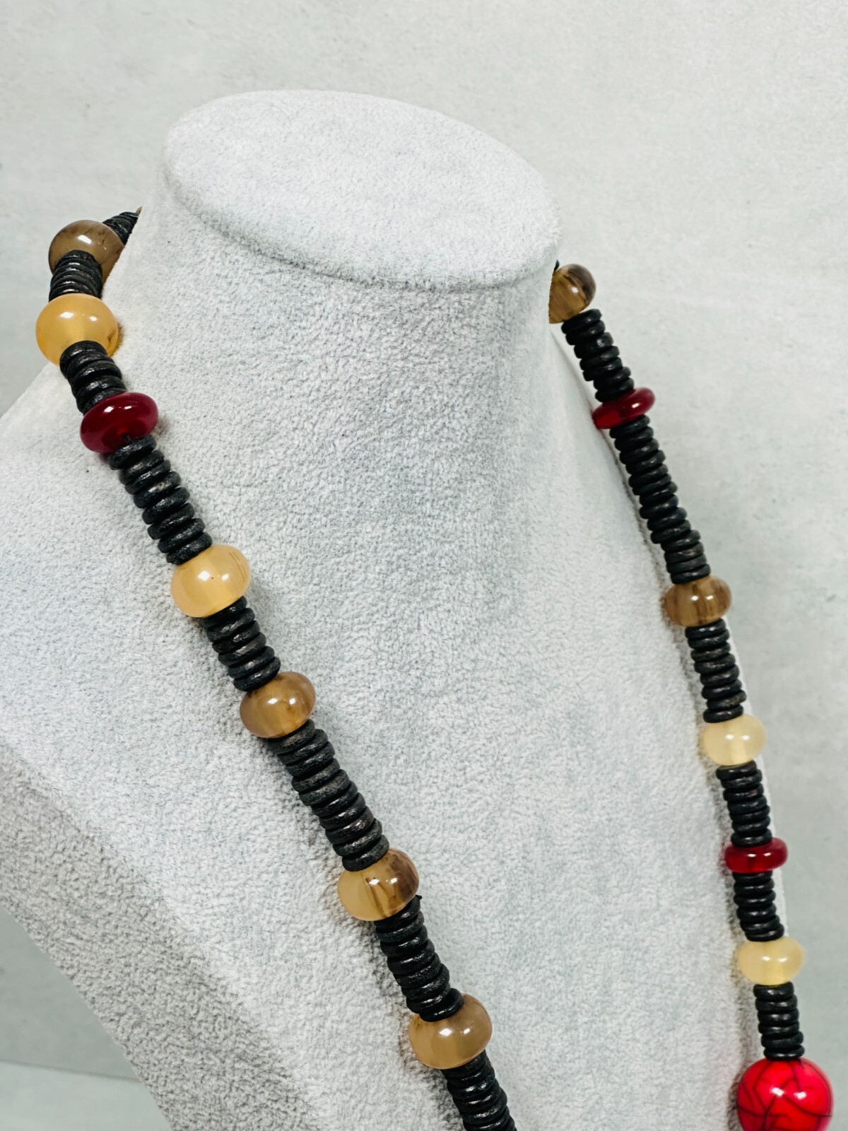 Chicos Statement Necklace Brown Translucent Carve… - image 7