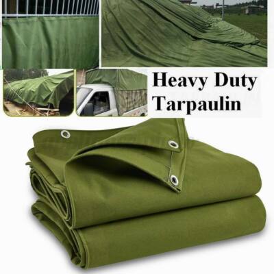 13x13ft Heavy Duty Waterproof Canvas Tarp - 35 Mil UV Resistant Tarpaulin Cover With Grommets For Roof, Camping, Pool - View #2
