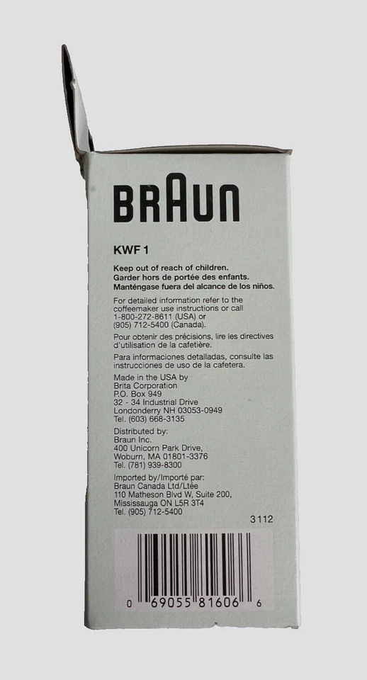 Braun Water Filter KWF1 KFT16 New Sealed Flavorselect Cartridge - Image 4 of 4