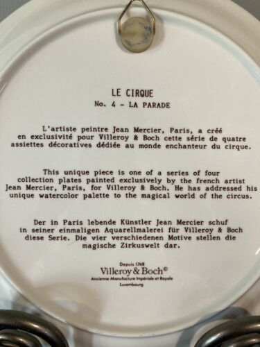 Vintage Villeroy & Boch Le Cirque Elephant Circus La Parade Wall Plate No 4, 9” - Picture 7 of 9