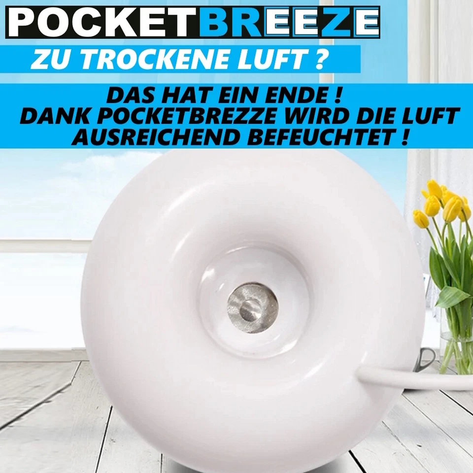 POCKETBREEZE USB Mini Luftbefeuchter Diffuser Ultraschall-Vernebler Humidifier - Bild 2 von 4