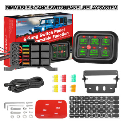 6 Gang Switch Panel Universal Circuit Control Box Button Switch Pod Touch Switch