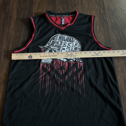 Vintage Men’s Y2K Metal Mulisha Black Red Basketball Jersey Tank Top - Picture 8 of 11