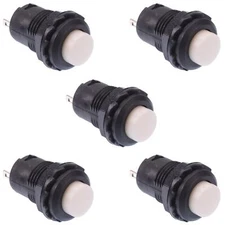 5 x White On-Off Latching 12mm Push Button Switch SPST