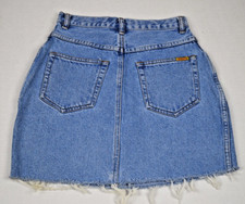 Vintage Jean Skirt Size 7/8 80s Jeanjer Jordache Classic Blue Cut off High Waist