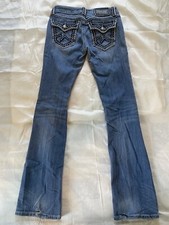 Miss Me Jeans 28 Irene Boot Cut Low Rise Flap Pockets Thick Stitch 28 X 32