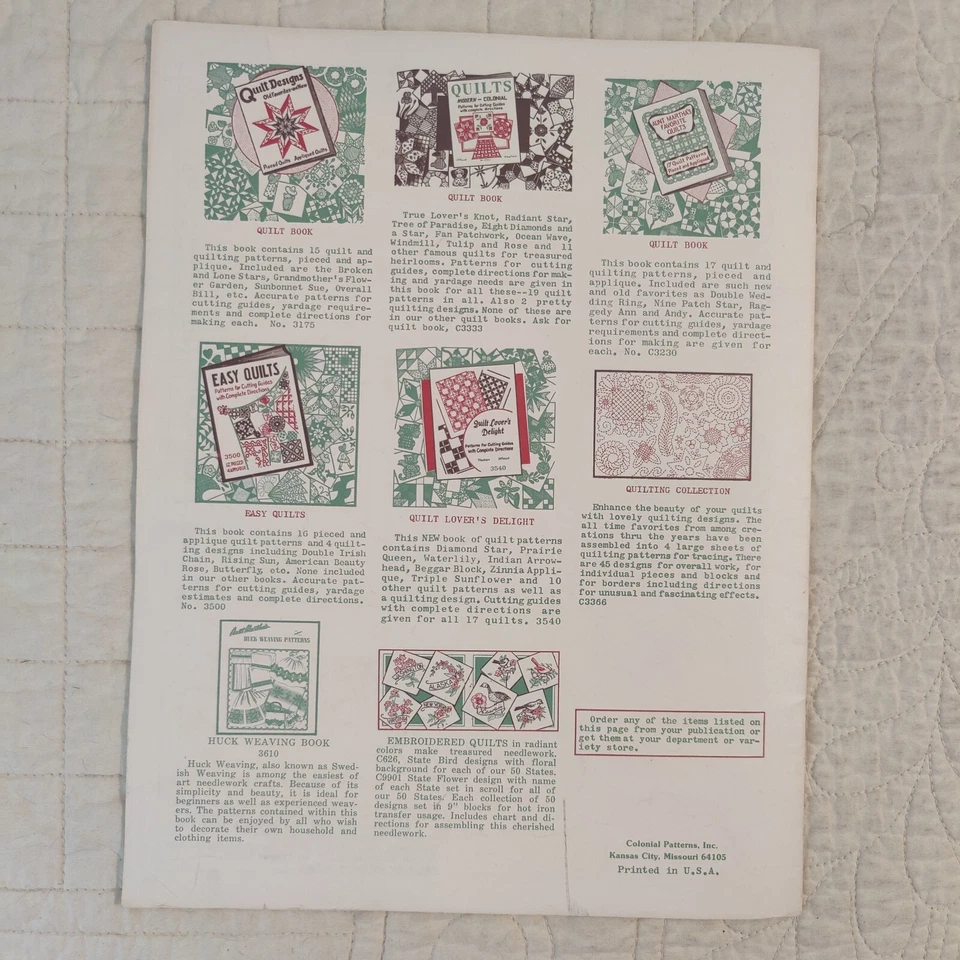 Edredones de tía Martha vintage raros años 50 14 patrones no. 3614 Foto 4 de 4