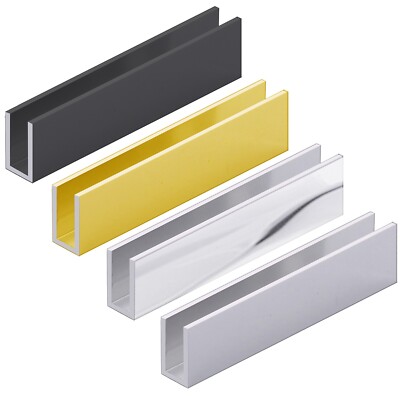 Aluminum Fixed Panel Shower Door U Channel for 3/8'' Thick Glass 95 in Length