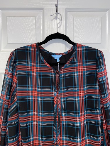 Draper James Rosanne in Georgia Plaid Long Sheer Sleeve Dress Size: 2X - Picture 2 of 14