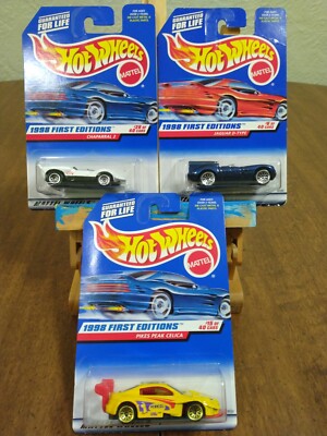 Hot Wheels First Editions 1998 Chaparral 2 Jaguar D Type & Pikes Peak Celica NIP