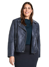 Samoon Gerry Weber echtes Leder Blazer / Jacke Biker-Style Größe 50 Neu Etikett