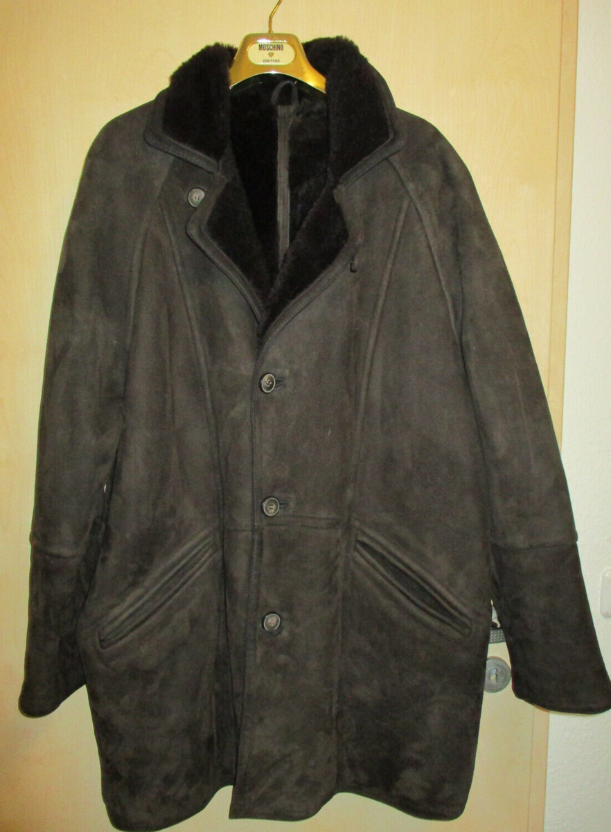 Herren Italy Echt Leder LAMMFELL Long Jacke Mantel braun TOP