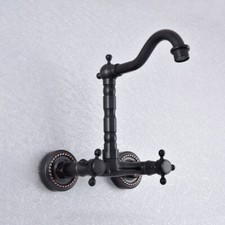 Wall Mount Black Oil Rubbed Brass Bathroom Sink Faucet Kitchen Mixer Tap fsf738