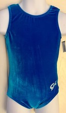 GK OCEAN BLUE CHILD X-SMALL CLASSIC VELVET BALLET DANCE GYM TANK LEOTARD SZ XS