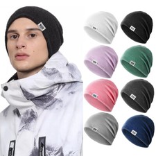 Solid Plain Slouchy Knit Beanie Hat Ski Skull Cap Winter Warm Men Women Cuff Cap