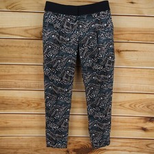 Ann Taylor LOFT Pants Womens Sz 4 Black Floral Pleated Front Pockets Cuffed Leg