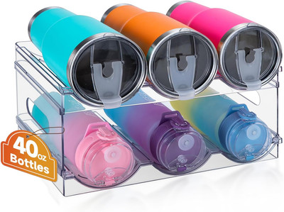 [Large Compartment] Water Bottle Organizer, Stackable Water Bottle Organizer for