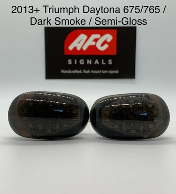 Flat Mount LED Front Turn Signal Lights For Triumph Daytona 675/675R/Moto2 765 - Smoked Lens, Plug & Play