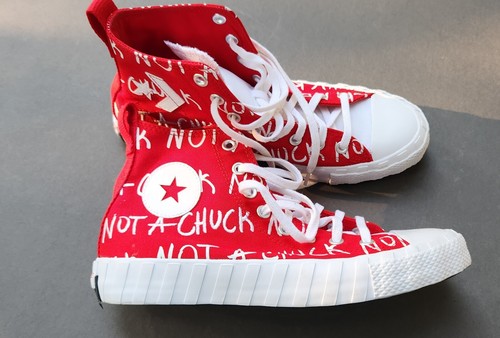 Converse UNT1TL3D High Top Not A Chuck Mens 8.5 Red White Shoes Vegan - Picture 3 of 5