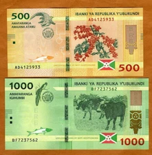 Set Burundi, 500-1000 Francs, 2018-2021, P-New, UNC