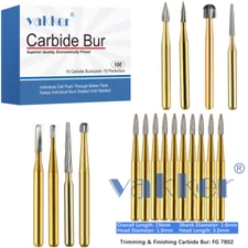 Vakker 10PC Dental Tungsten Carbide Burs FG Gold Trimming & Finishing High Speed