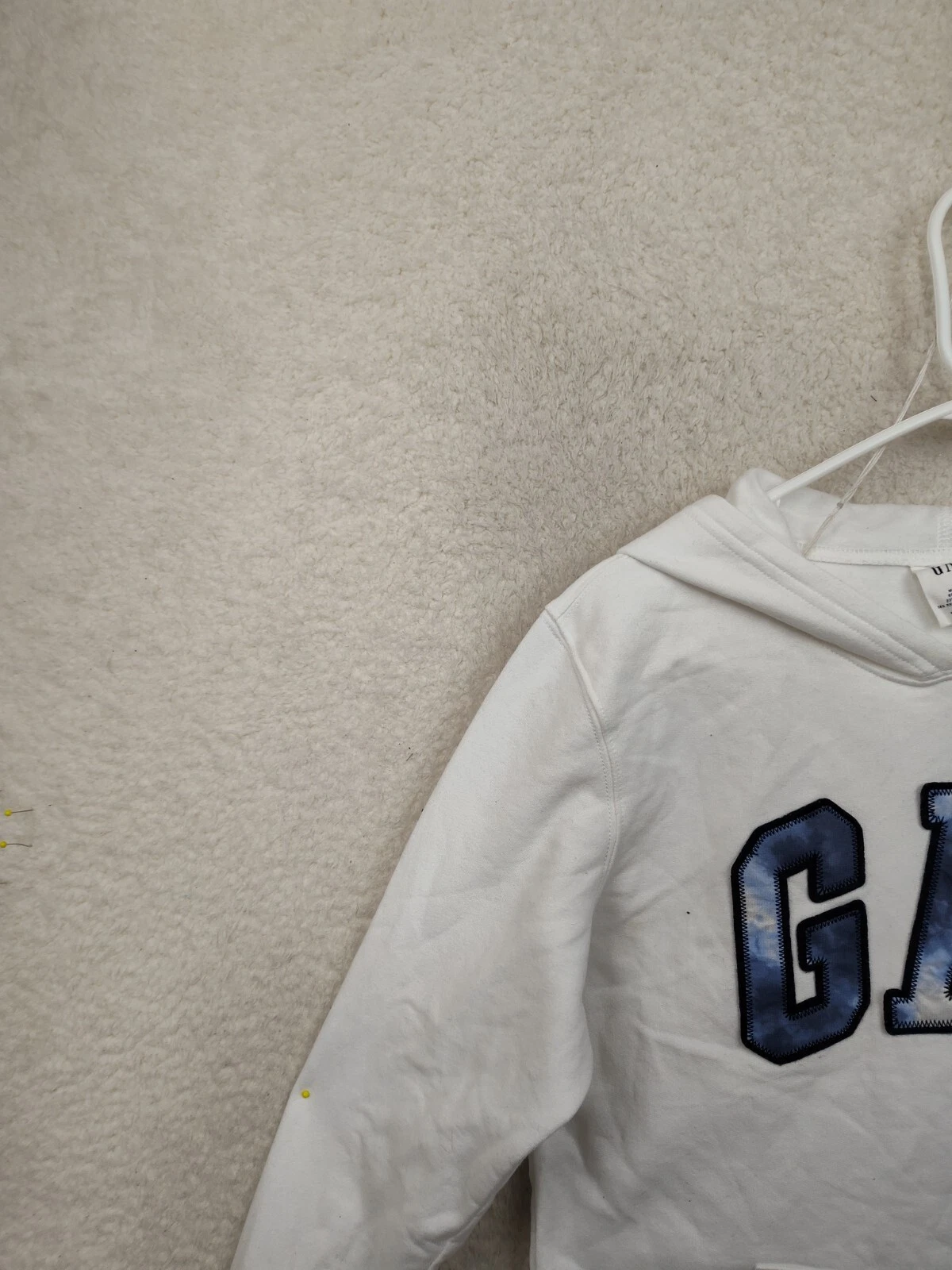 PALM ANGELS Gap Sweatshirt Women Extra Small White Fleece Long Sleeve Hoodie Pocket Pullover