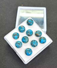 AAA Blue Copper Turquoise Cabochon Round Shape Loose Gemstone