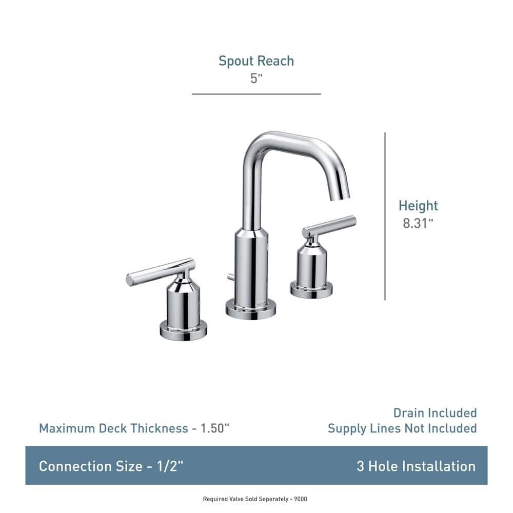 Moen Gibson 8 in. Widespread 2Handle HighArc Bathroom Faucet Trim Kit