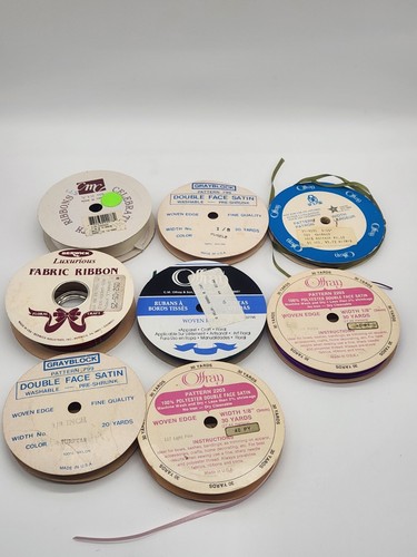 Lote De Colección De 8 Carretes Cinta De Satén Decoración Artesanía Variedad Tejido Offray - Imagen 5 de 9