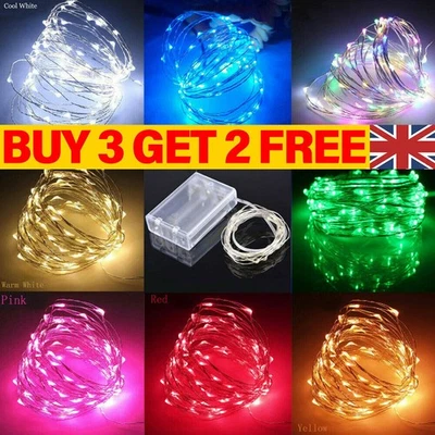 DAYDAYUP-UK 2-10M LED Fairy String Lights Micro Rice Copper Wire Xmas Light Battery Operated