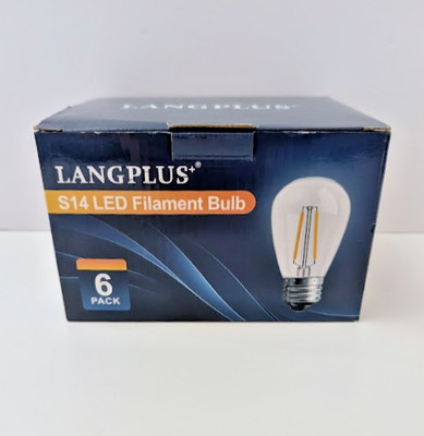 LangPlus S14 LED Filament Bulbs 6 Pack 2W E26 Edison Base 120V 180LM Glass