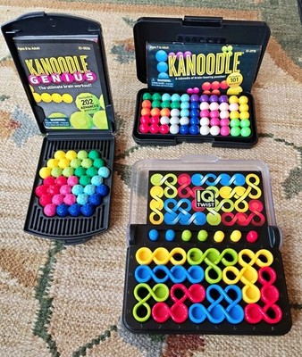 3 Logic Games: IQ Twist & 2 Kanoodle incl. Genius - Logic Brain Teaser Complete