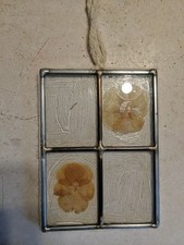 Vintage Stained Glass Hanging Suncatcher With Dried Flowers. Beautiful