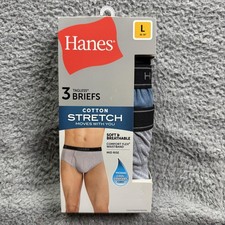 Hanes Briefs Mens L 36-38 Multicolor 3 Pack Cotton Stretch Tagless Breathable