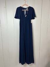 Show Me Your MuMu Navy Blue V-Neck Maxi Dress