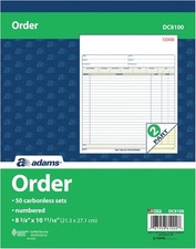 Order Book, 2-Part, Carbonless, White/Canary, 8-3/8 x 10-11/16 Inches, 50