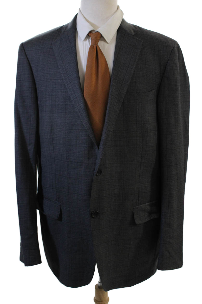 Hart Schaffner Marx Mens Dark Gray Check Suit Jacket Button Size 44Free Shipping in US $100+ Orders | $6.95 Orders Below