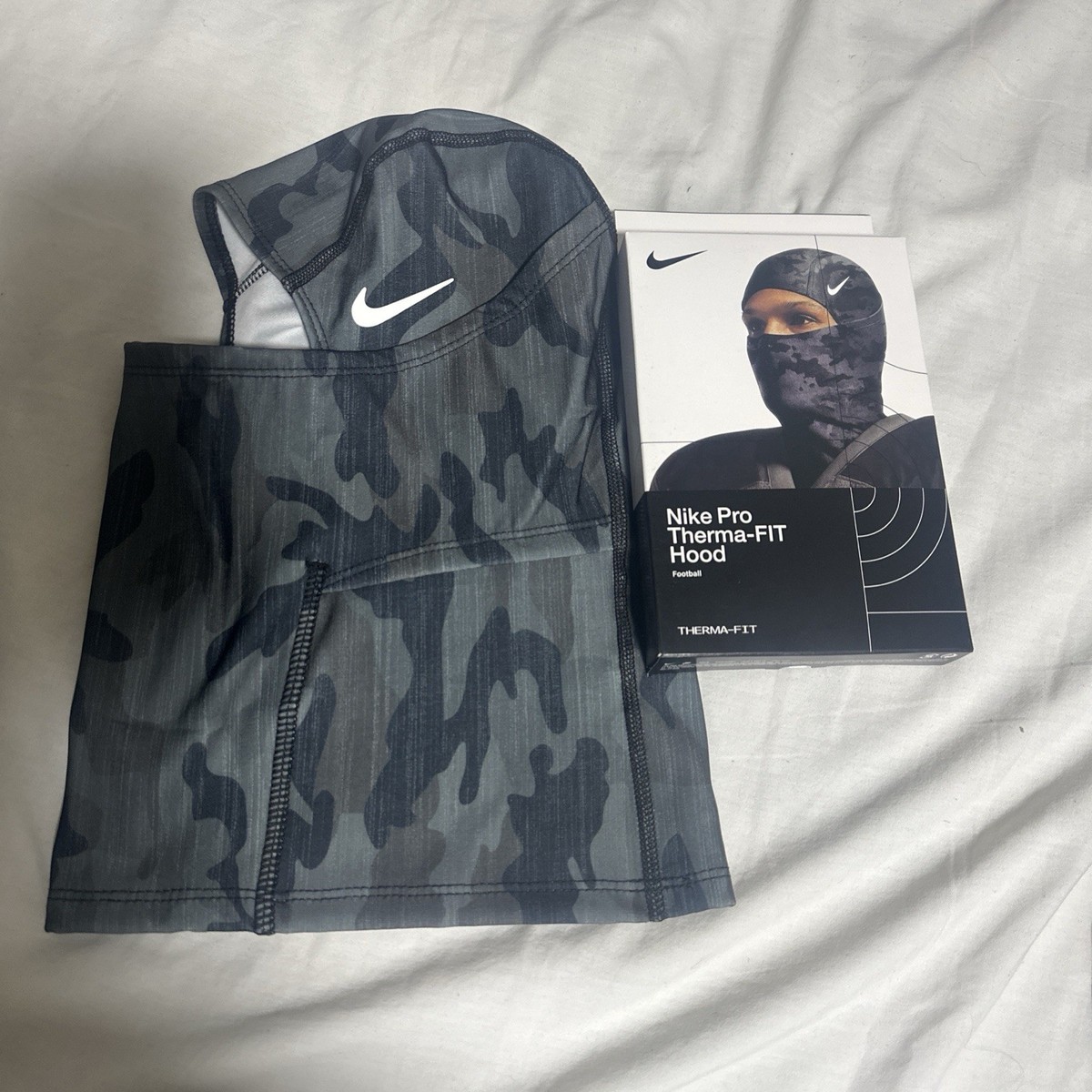 Nike Pro Therma-FIT Hood Hyperwarm Camouflage Balaclava Gray Black