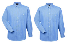 2 Pack Ultra Club Men's Long Sleeve Button Down Dress Shirt Blue Mini Check