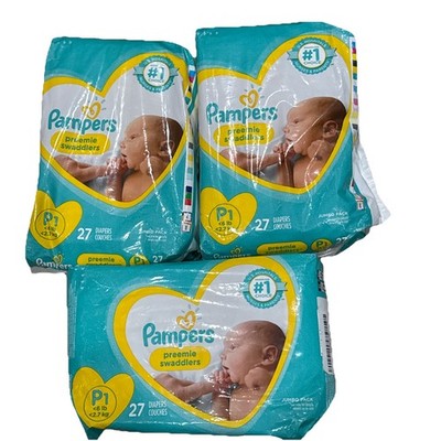 Pampers P1 Preemie Swaddlers  6lbs 20ct. Hospitals #1 Choice (Pack of 3)