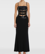 Herve Leger Women's Black Cut Out Panelled Nova Sequin Gown Dress Size M