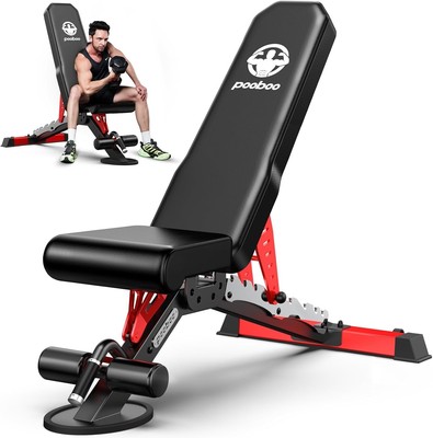 Pooboo Weight Bench, Adjustable Workout Bench for Home, 1500LBS Weight Capacity