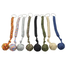Paracord Monkey Fist Keychain with Steel Ball – Outdoor Survival & Safety Tool