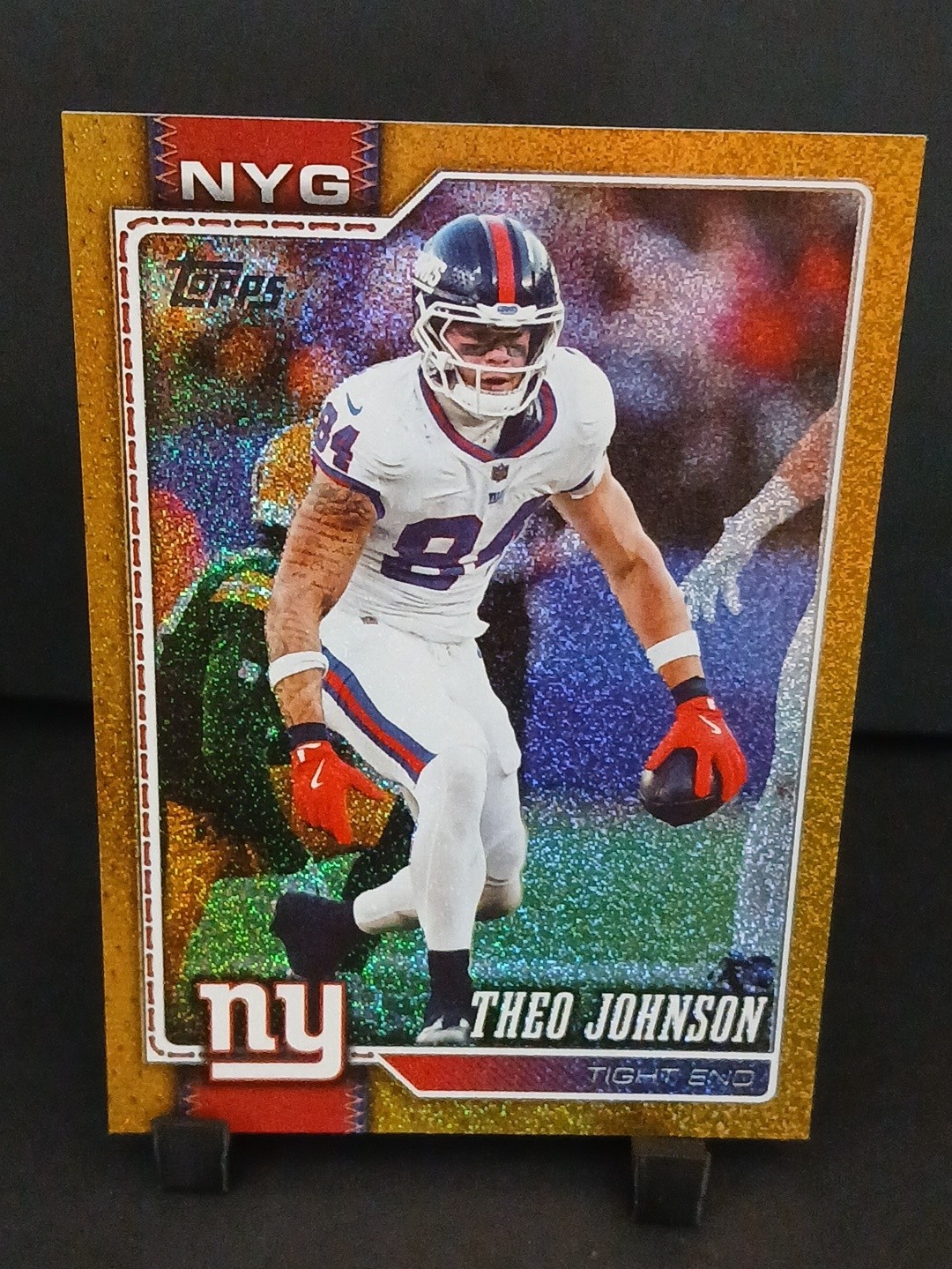 2026 Topps Flagship Football Theo Johnson NY Giants Gold Sand Glitter # /50